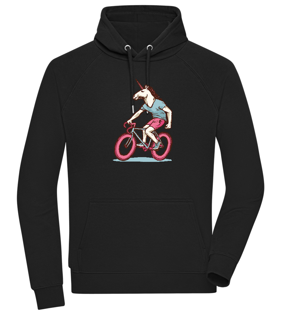 Unicorn On Bicycle Design - Comfort unisex hoodie_BLACK_front