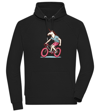 Unicorn On Bicycle Design - Comfort unisex hoodie_BLACK_front