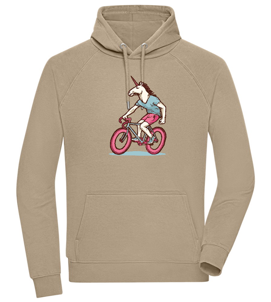 Unicorn On Bicycle Design - Comfort unisex hoodie_KHAKI_front