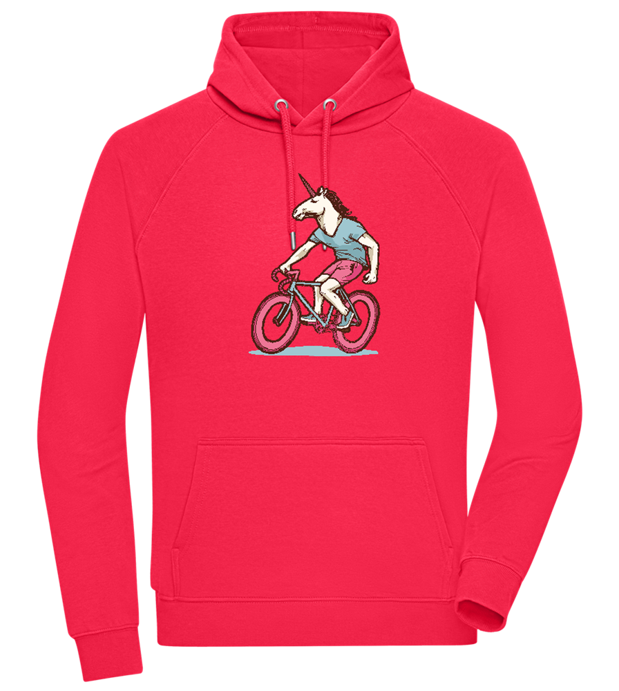 Unicorn On Bicycle Design - Comfort unisex hoodie_RED_front