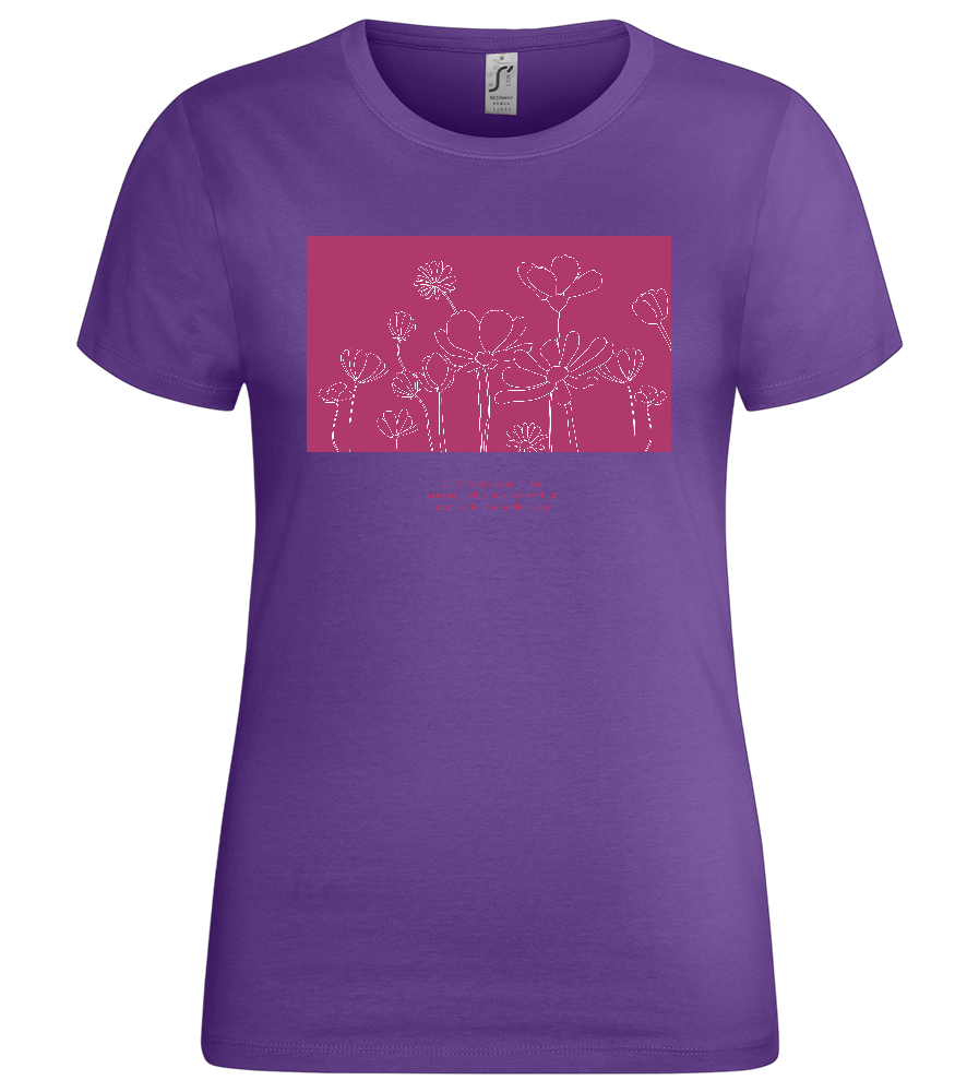 Flower Field Design - Premium women's t-shirt_DARK PURPLE_front