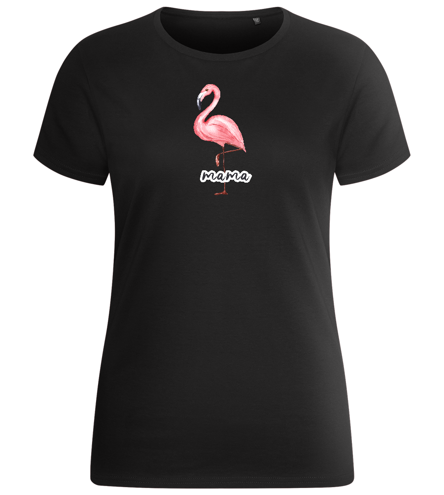 Mama Flamingo Design - Basic women's fitted t-shirt_DEEP BLACK_front