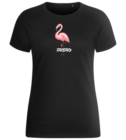 Mama Flamingo Design - Basic women's fitted t-shirt_DEEP BLACK_front