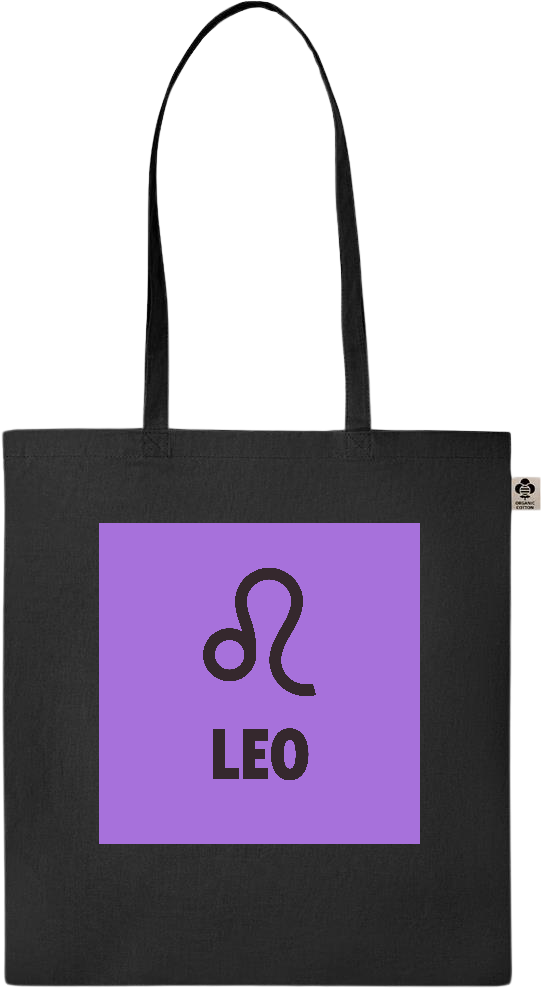 Zodiac Leo Design - Essential colored organic cotton tote bag_BLACK_front