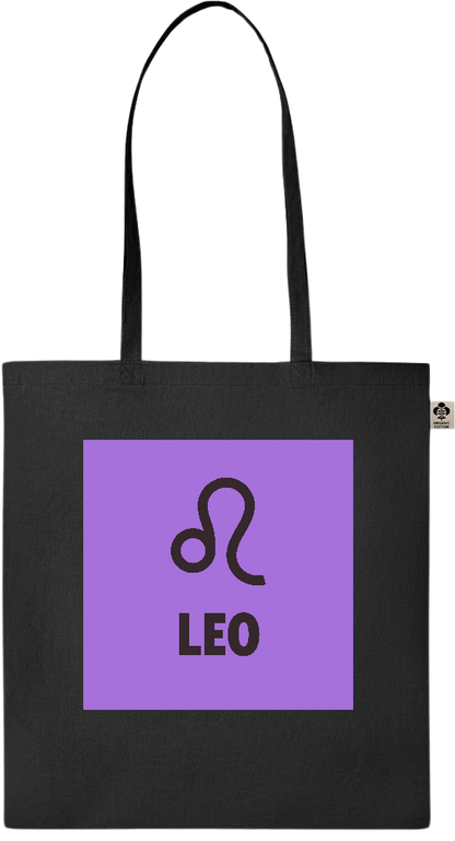 Zodiac Leo Design - Essential colored organic cotton tote bag_BLACK_front