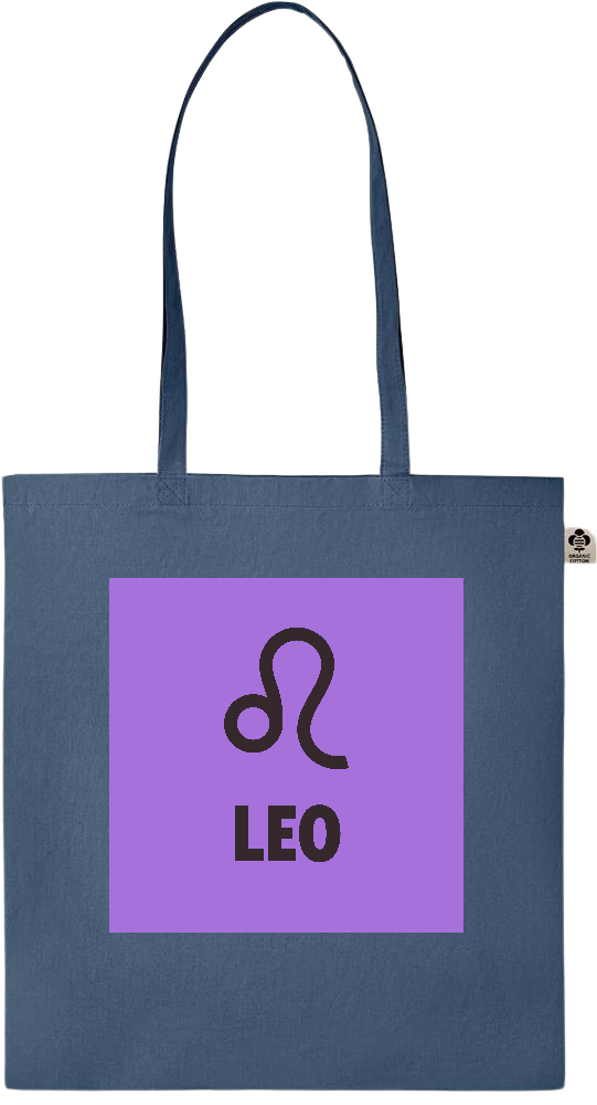 Zodiac Leo Design - Essential colored organic cotton tote bag_BLUE_front