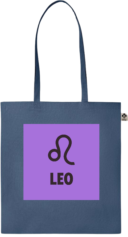 Zodiac Leo Design - Essential colored organic cotton tote bag_BLUE_front