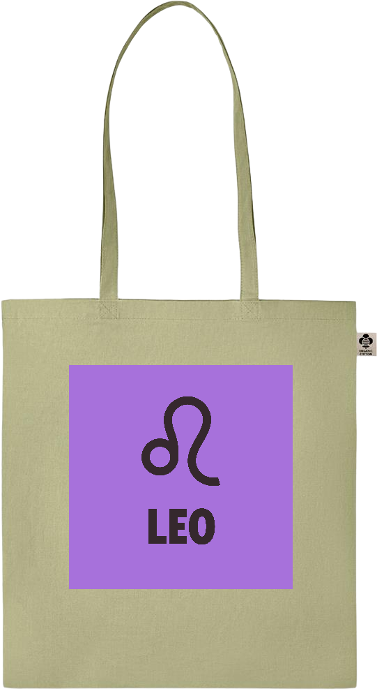 Zodiac Leo Design - Essential colored organic cotton tote bag_GREEN_front