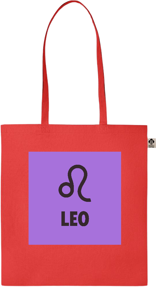 Zodiac Leo Design - Essential colored organic cotton tote bag_RED_front