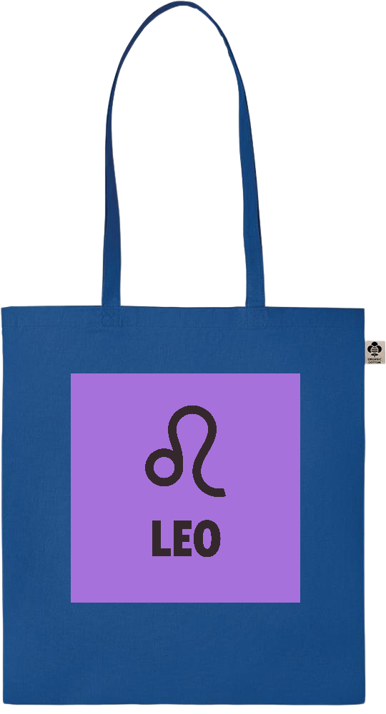 Zodiac Leo Design - Essential colored organic cotton tote bag_ROYAL BLUE_front