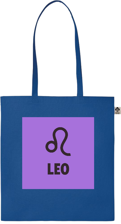 Zodiac Leo Design - Essential colored organic cotton tote bag_ROYAL BLUE_front