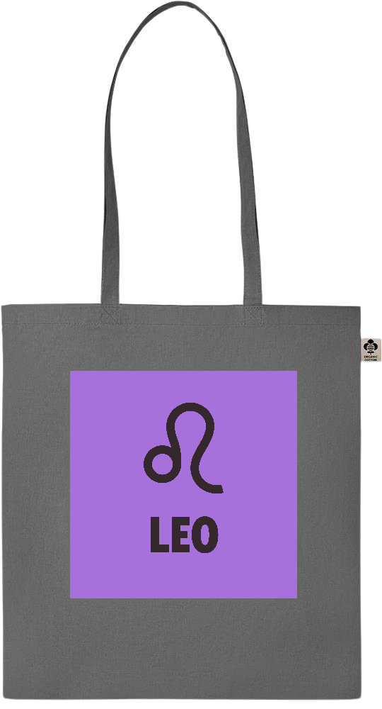 Zodiac Leo Design - Essential colored organic cotton tote bag_STONE GREY_front