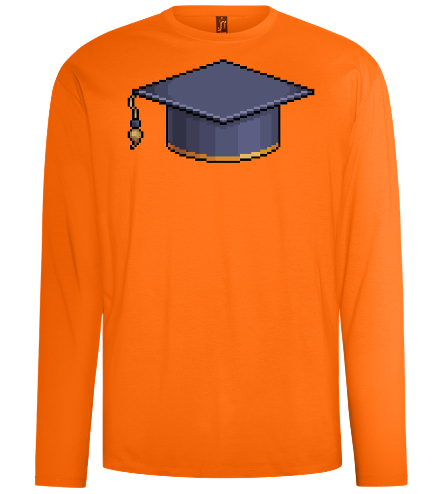 Pixelated Hat Design - Comfort men's long sleeve t-shirt_ORANGE_front