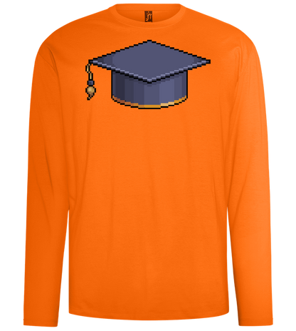 Pixelated Hat Design - Comfort men's long sleeve t-shirt_ORANGE_front