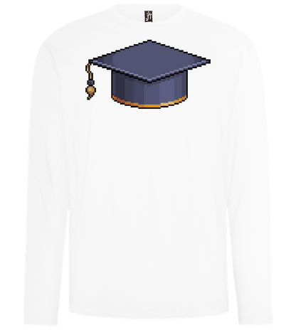 Pixelated Hat Design - Comfort men's long sleeve t-shirt_WHITE_front