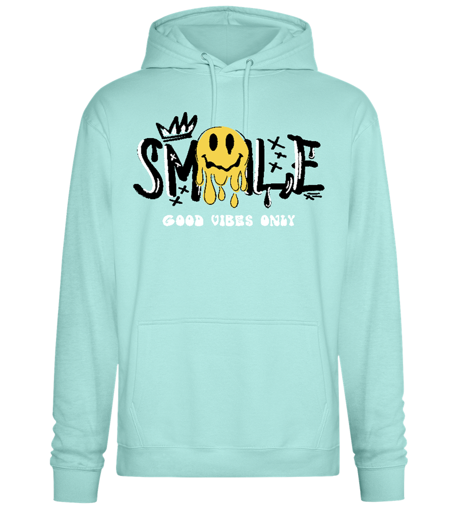 Dripping Smiley Design - Premium Essential Unisex Hoodie_ARCTIC BLUE_front