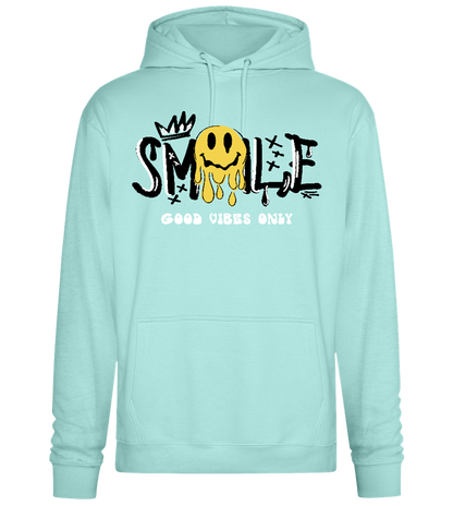 Dripping Smiley Design - Premium Essential Unisex Hoodie_ARCTIC BLUE_front