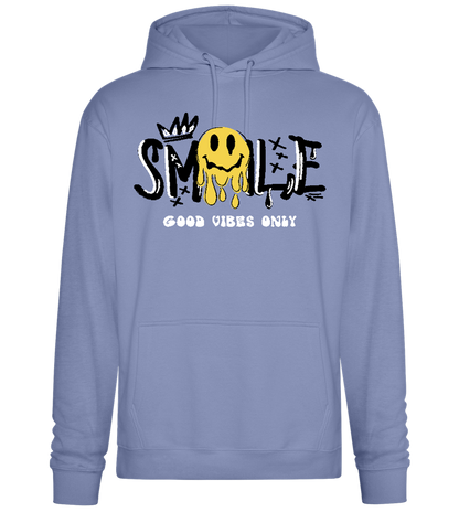 Dripping Smiley Design - Premium Essential Unisex Hoodie_BLUE_front