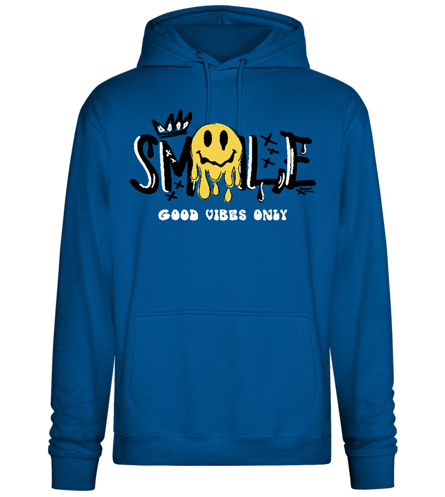 Dripping Smiley Design - Premium Essential Unisex Hoodie_ROYAL_front