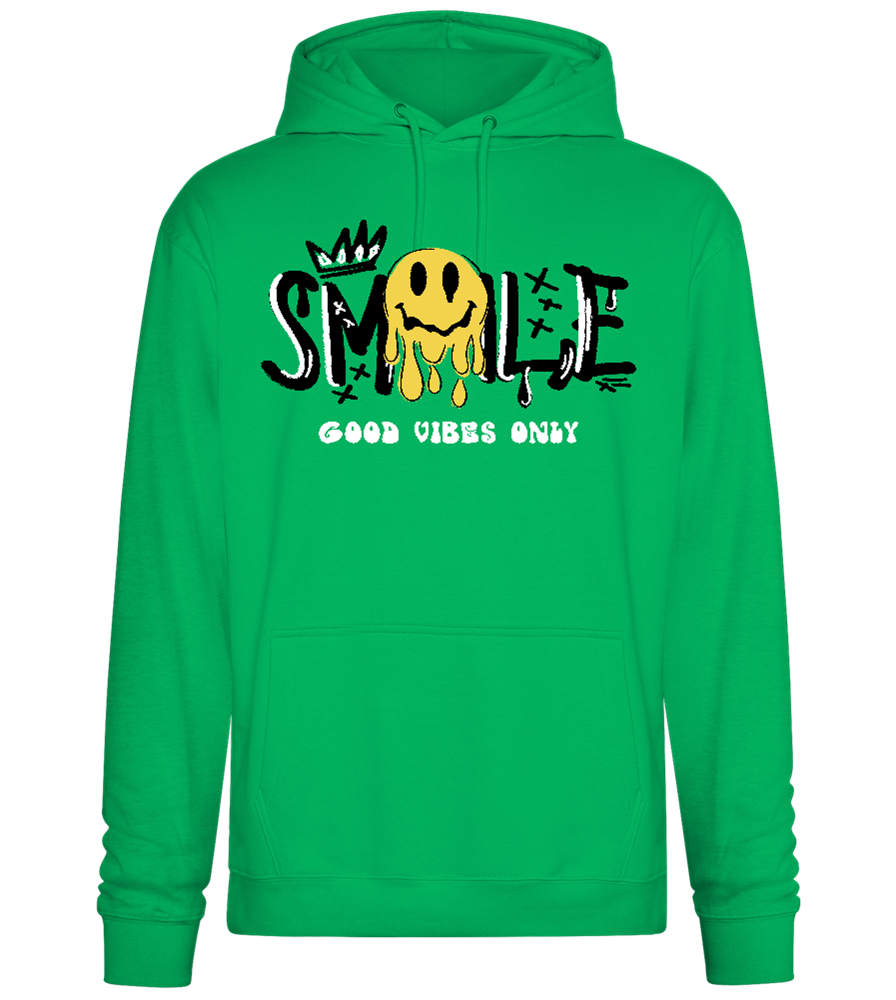 Dripping Smiley Design - Premium Essential Unisex Hoodie_SPRING GREEN_front