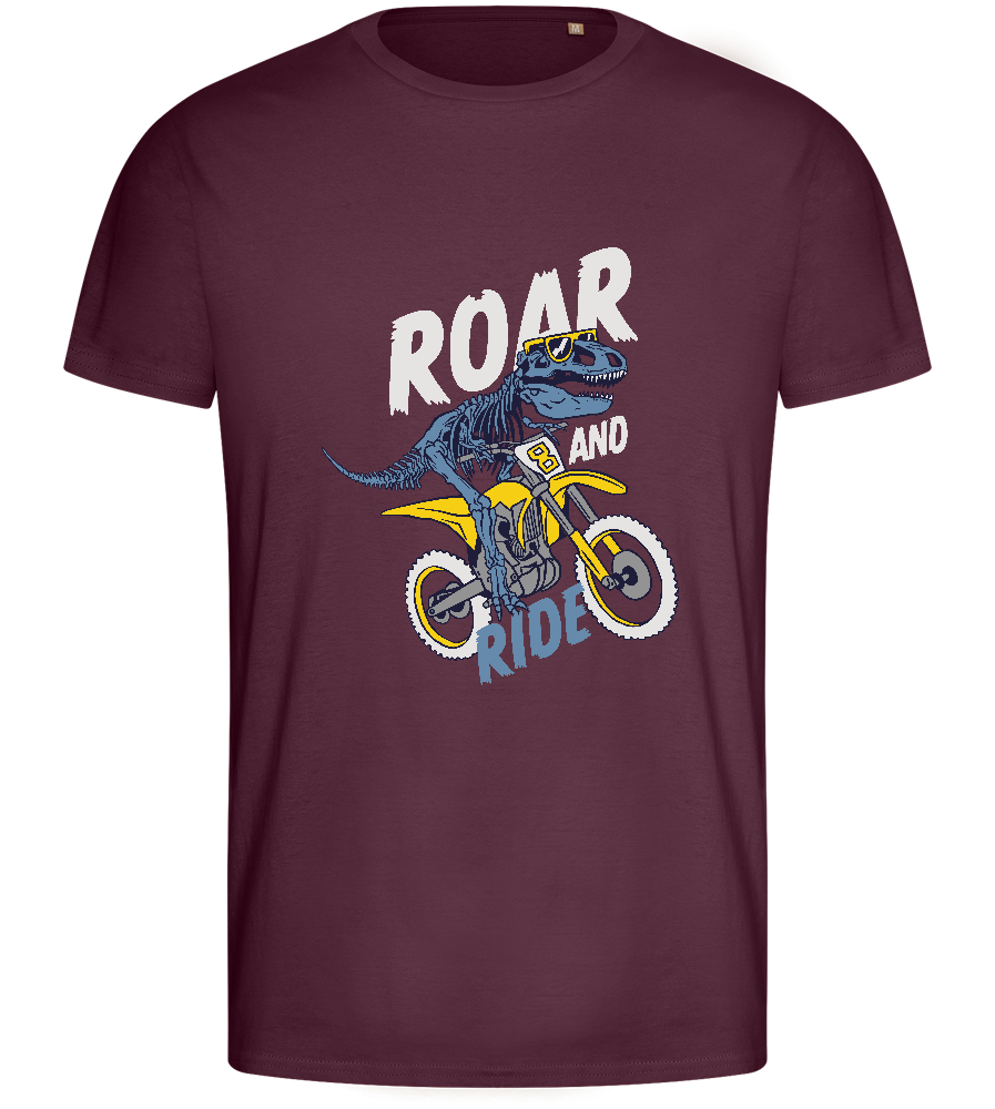 Dino Biker Design - Basic men's fitted t-shirt_BORDEAUX_front