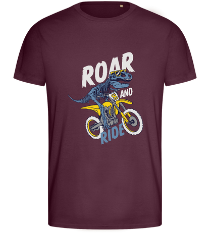 Dino Biker Design - Basic men's fitted t-shirt_BORDEAUX_front