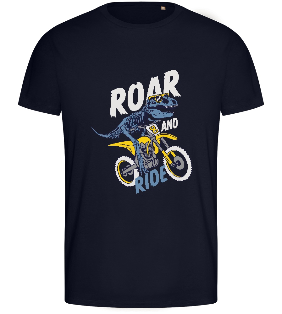 Dino Biker Design - Basic men's fitted t-shirt_FRENCH NAVY_front