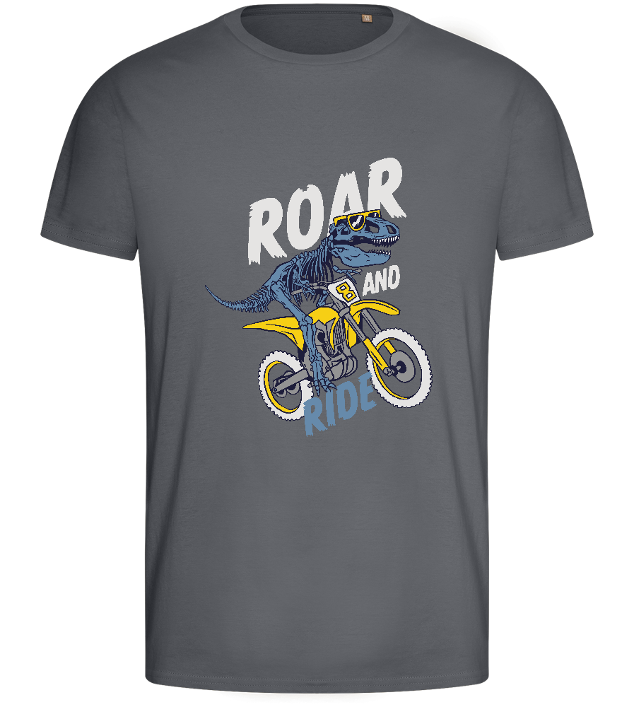 Dino Biker Design - Basic men's fitted t-shirt_MOUSE GREY_front