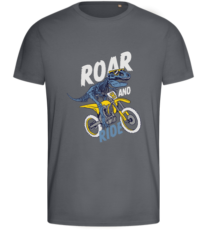 Dino Biker Design - Basic men's fitted t-shirt_MOUSE GREY_front