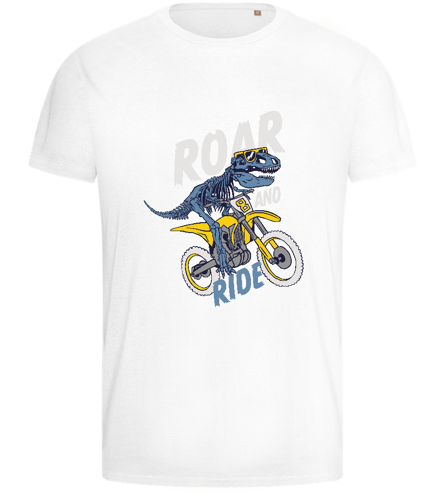 Dino Biker Design - Basic men's fitted t-shirt_WHITE_front