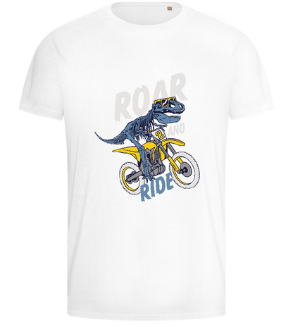 Dino Biker Design - Basic men's fitted t-shirt_WHITE_front