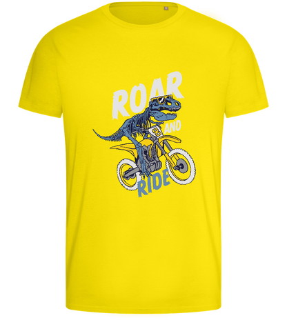 Dino Biker Design - Basic men's fitted t-shirt_YELLOW_front