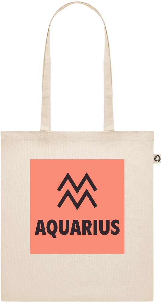 Zodiac Aquarius Design - Recycled cotton shopping bag_BEIGE_front