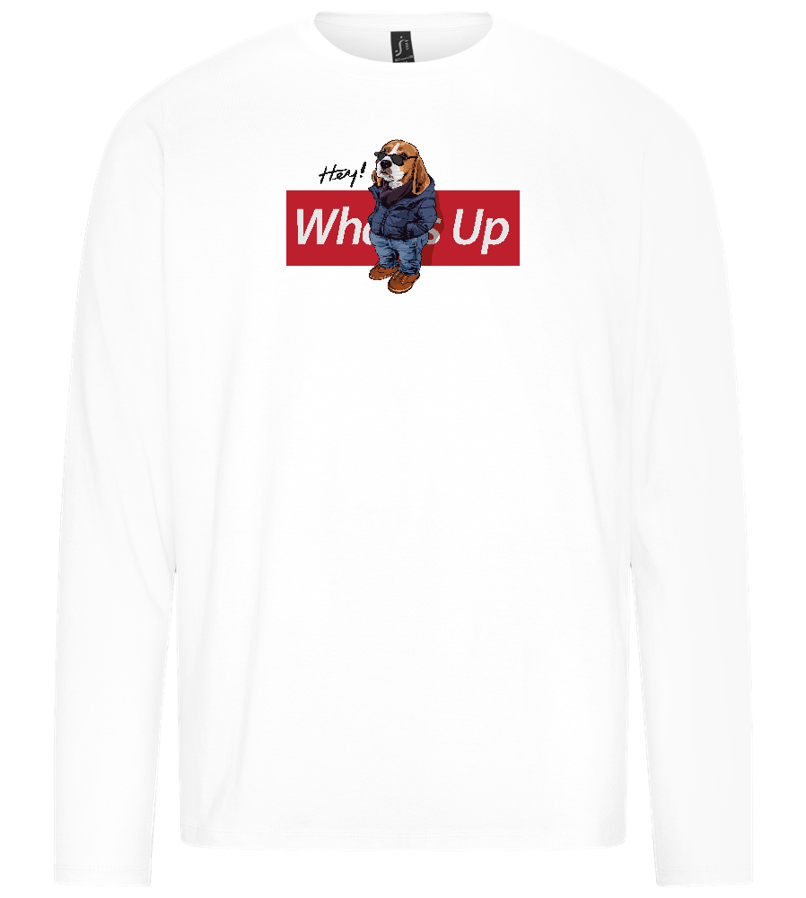 What's Up Dog Design - Premium men's long sleeve t-shirt_WHITE_front