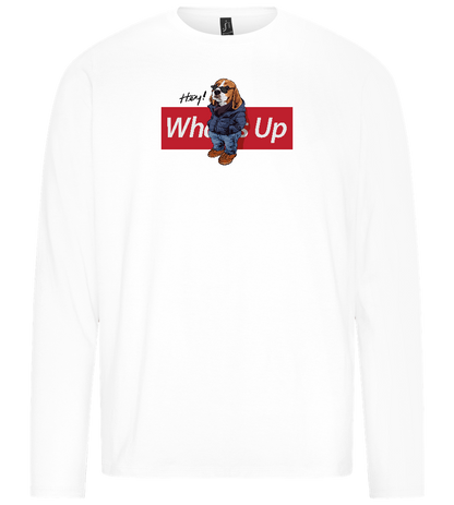 What's Up Dog Design - Premium men's long sleeve t-shirt_WHITE_front