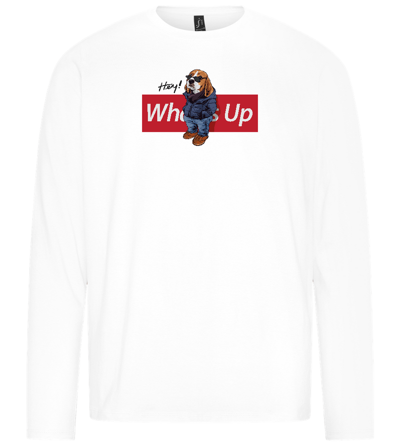 What's Up Dog Design - Premium men's long sleeve t-shirt_WHITE_front