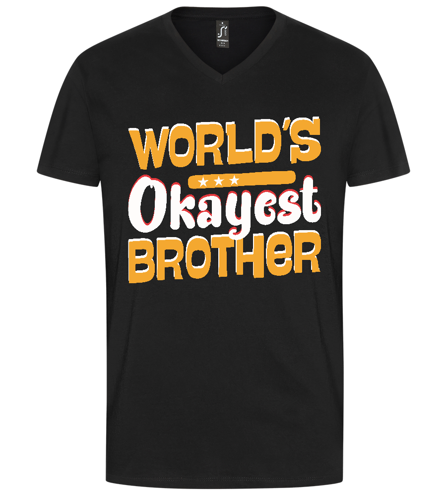 World's Okayest Brother Design - Premium men's v-neck t-shirt_DEEP BLACK_front