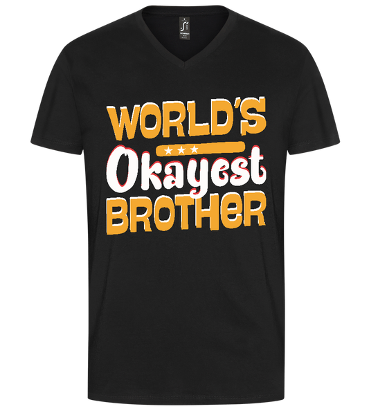 World's Okayest Brother Design - Premium men's v-neck t-shirt_DEEP BLACK_front