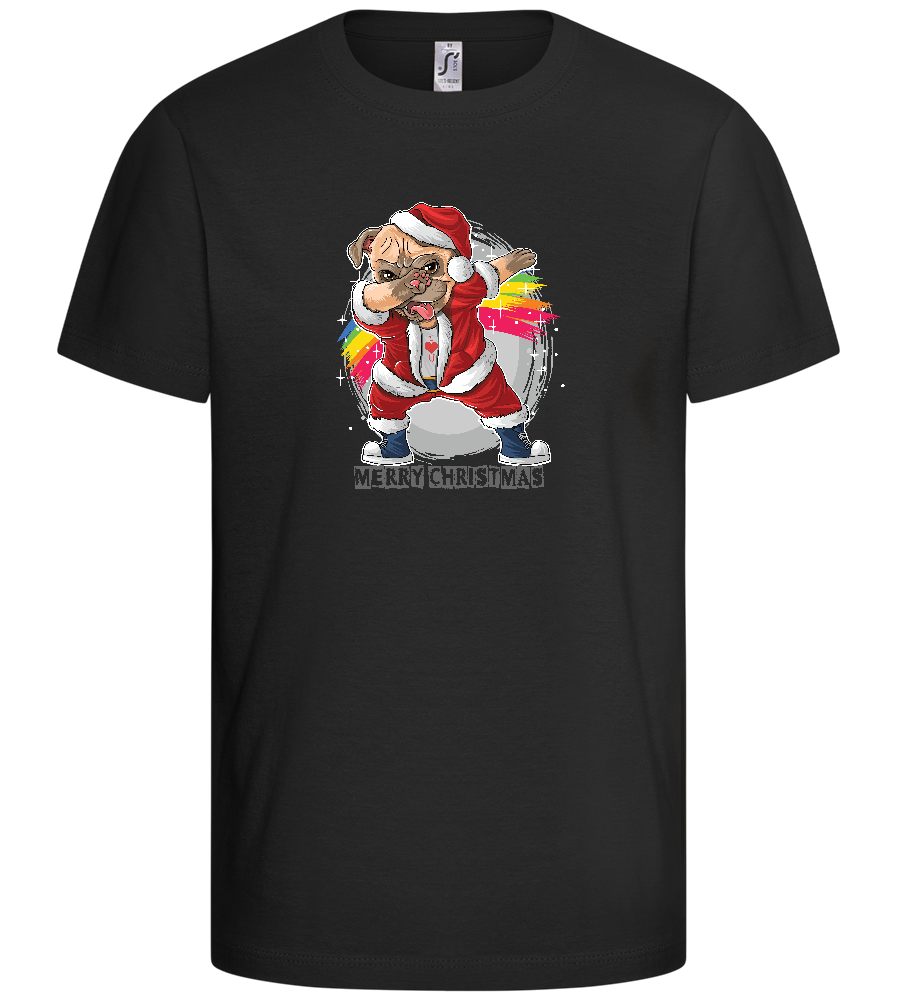 Christmas Pug Dab Design - Comfort kids fitted t-shirt_DEEP BLACK_front