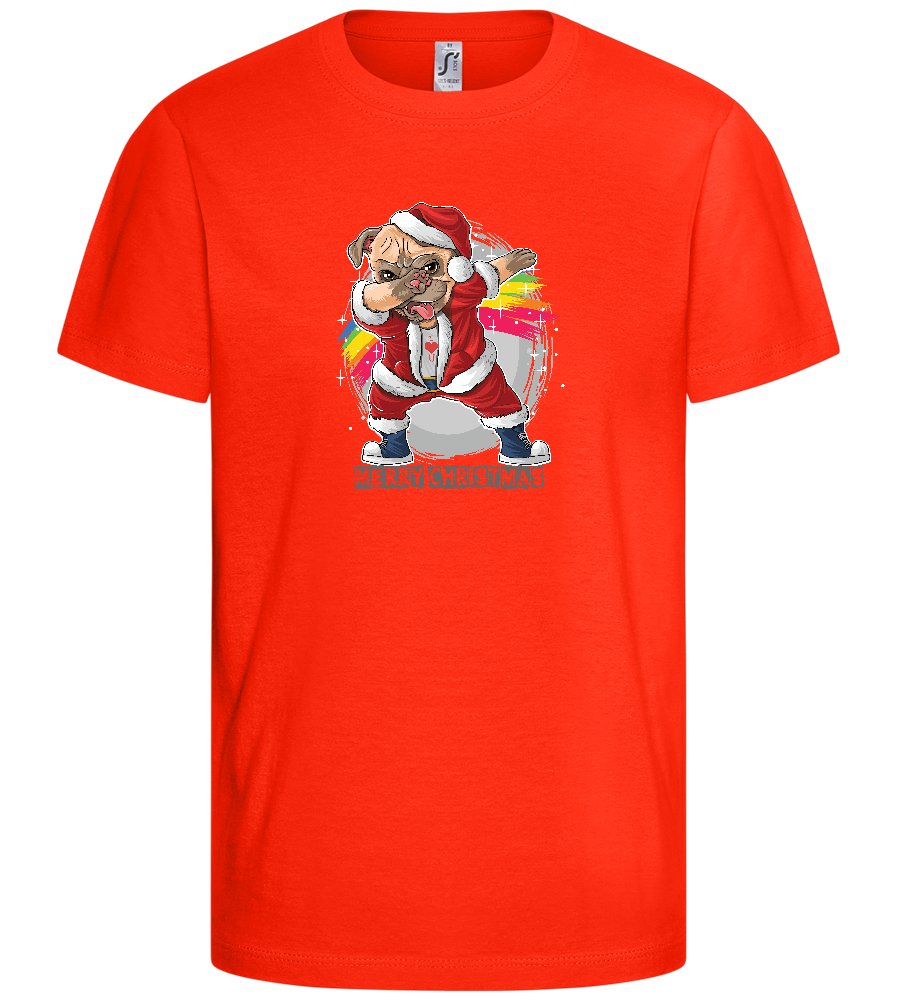 Christmas Pug Dab Design - Comfort kids fitted t-shirt_RED_front