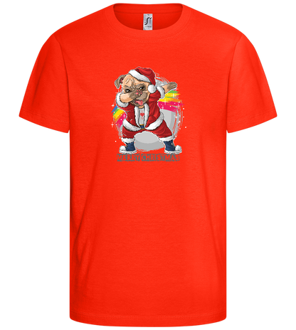 Christmas Pug Dab Design - Comfort kids fitted t-shirt_RED_front