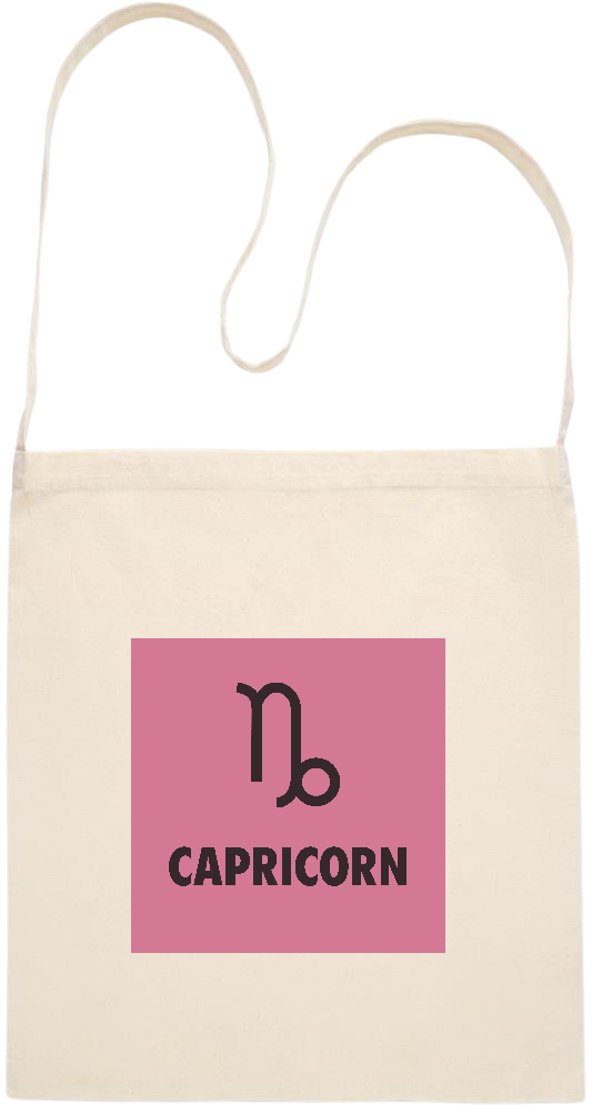 Capricorn Zodiac Sign Design - Essential cross shoulder cotton tote bag_BEIGE_front