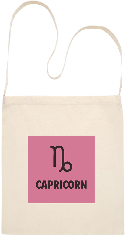 Capricorn Zodiac Sign Design - Essential cross shoulder cotton tote bag_BEIGE_front