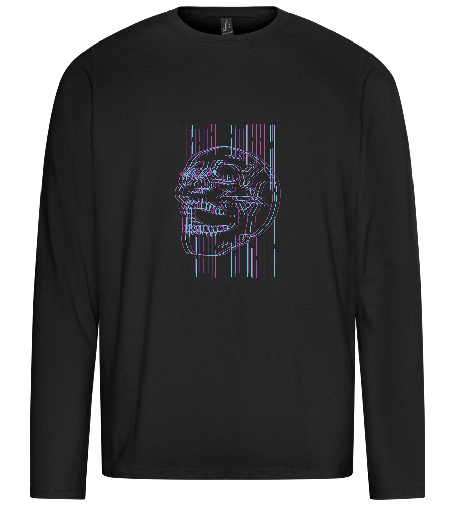 Neon Lines Skull Design - Premium men's long sleeve t-shirt_DEEP BLACK_front