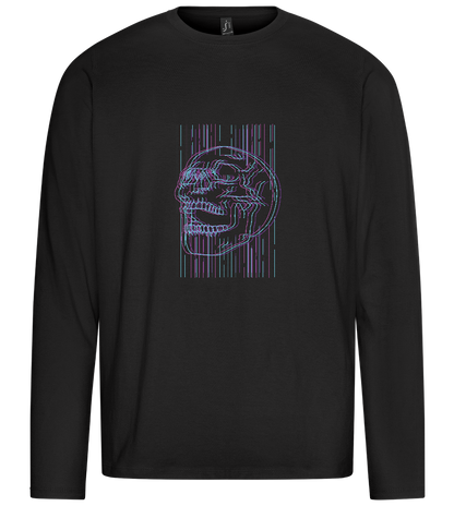 Neon Lines Skull Design - Premium men's long sleeve t-shirt_DEEP BLACK_front