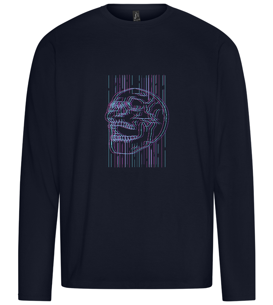 Neon Lines Skull Design - Premium men's long sleeve t-shirt_FRENCH NAVY_front