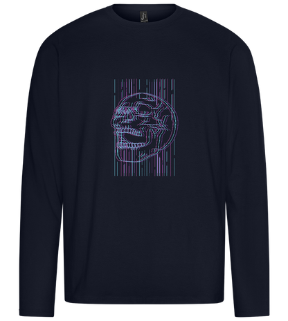 Neon Lines Skull Design - Premium men's long sleeve t-shirt_FRENCH NAVY_front