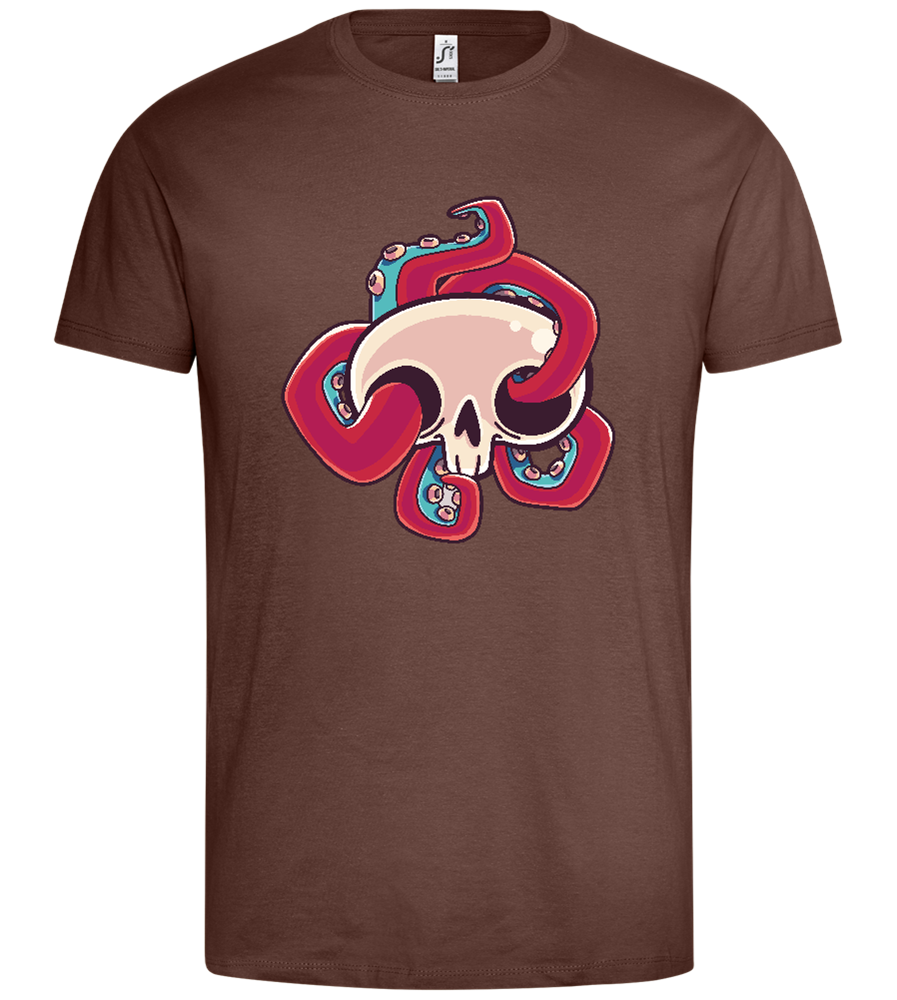 Squid Skull Design - Premium men's t-shirt_CHOCOLATE_front