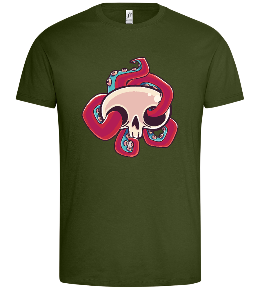 Squid Skull Design - Premium men's t-shirt_DARK KHAKI_front