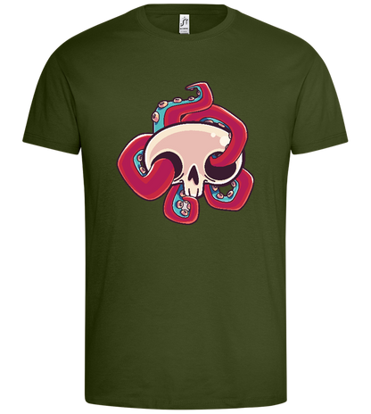 Squid Skull Design - Premium men's t-shirt_DARK KHAKI_front